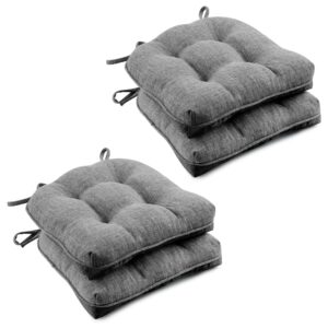 wellsin chair cushions for dining chairs 4 pack, 15.5" x 15.5" kitchen chair cushions with ties and non-slip backing, tufted shredded memory foam kitchen chair pads, dark gray