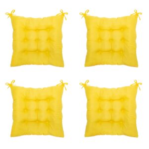 picturesque 4pcs chair pads soft seat cushions with ties non slip seat pads comfortable chair cushions for dining living room kitchen office travel washable, yellow