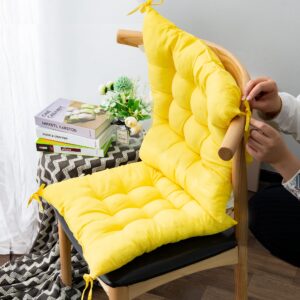 PICTURESQUE 4PCS Chair Pads Soft Seat Cushions with Ties Non Slip Seat Pads Comfortable Chair Cushions for Dining Living Room Kitchen Office Travel Washable, Yellow