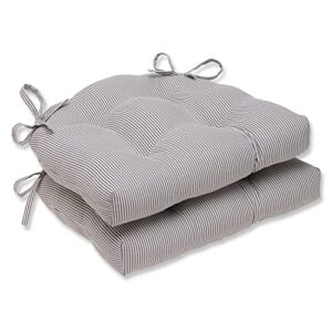 pillow perfect oxford charcoal reversible chair pad (set of 2), grey