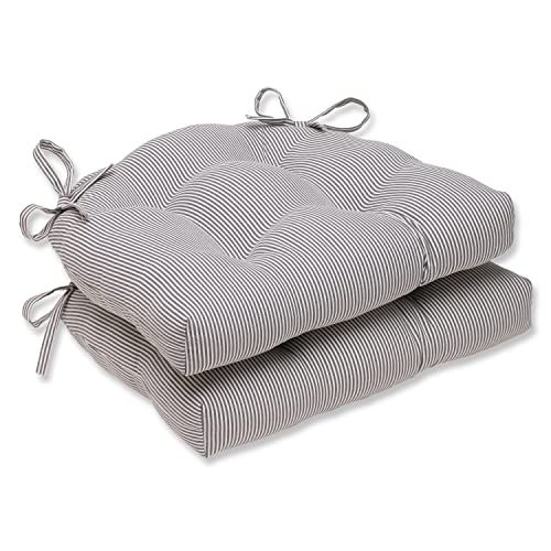 Pillow Perfect Oxford Charcoal Reversible Chair Pad (Set of 2), Grey