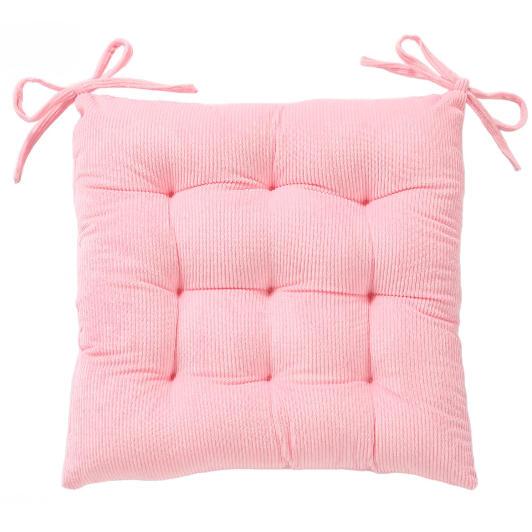 HLOVME Corduroy Chair Cushion with Ties Ultra Soft Warm Floor Cushion for Kids Reading Nook Comfortable Square Seat Cushion for Adult 15.7”x15.7”, Pink