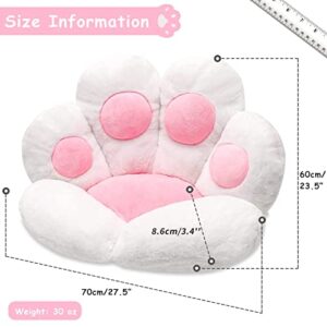 DOBUONO Cat Paw Cushion Cute Chair Cushions Kawaii Cat Paw Shape 28"x 24"Gaming Chair Cushion Kitty Plush Lazy Sofa Pillow for Girl Gamer Chair,Kawaii Accessories Stuff Room Decor (White)