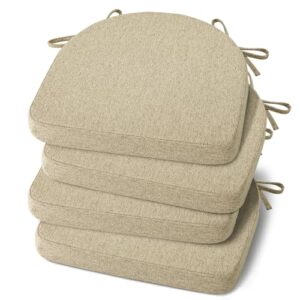 shinnwa chair cushions with ties for dining chairs [17 x 16.5 inches] non slip kitchen dining chair pad and seat cushion with machine washable cover set of 4 - natural linen