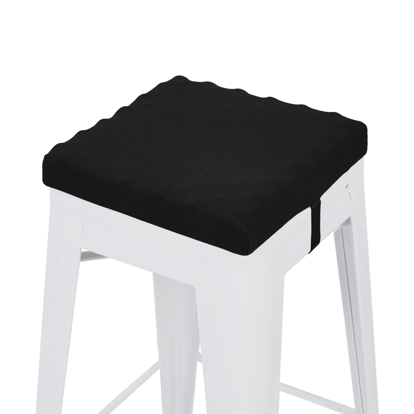 baibu 12 Inches Non Slip Stool Cushion Square, Soft Bar Stool Cushion with Ties Square Seat Cushion for Stackable Kitchen Stools - One Pad Only, Black (12'' (30CM))