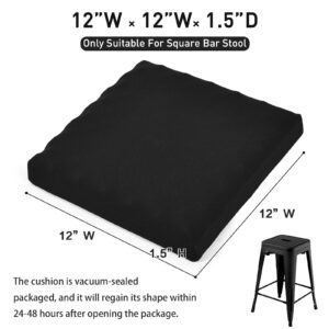 baibu 12 Inches Non Slip Stool Cushion Square, Soft Bar Stool Cushion with Ties Square Seat Cushion for Stackable Kitchen Stools - One Pad Only, Black (12'' (30CM))