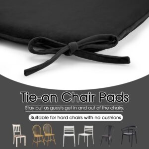 Basic Beyond Kitchen Chair Cushions Set of 4, U Shaped Memory Foam Chair Cushion with Ties, 17 x 16 inches Soft Plush Velvet Chair Pads for Dining Chairs(Black)