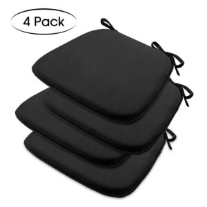 Basic Beyond Kitchen Chair Cushions Set of 4, U Shaped Memory Foam Chair Cushion with Ties, 17 x 16 inches Soft Plush Velvet Chair Pads for Dining Chairs(Black)