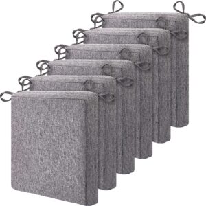 juexica 6 pack 15.55'' x 15.55'' chair cushions for kitchen chairs set of 6 kitchen chair pad with ties for dining room, indoor furniture seat, office chair cushion(dark gray)