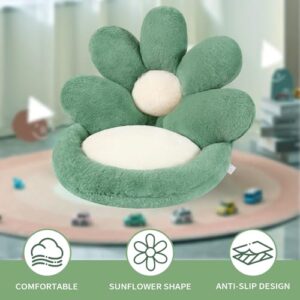 Ditucu Flower Shape Seat Cushion Comfy Kawaii Gaming Chair Cushions 19 inch Lazy Sofa Office Floor Pillow Pad Cute Stuff for Gamer Bedroom Decor Green