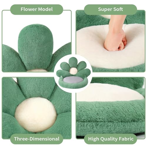 Ditucu Flower Shape Seat Cushion Comfy Kawaii Gaming Chair Cushions 19 inch Lazy Sofa Office Floor Pillow Pad Cute Stuff for Gamer Bedroom Decor Green