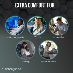 SAMSONITE, Orthopedic Seat Cushion for Office Chair or Car Seat [HIGH GRADE - MEMORY FOAM], Versatile Supportive Pillow with Soft Plush Cover [2.75" THICKNESS], Gray