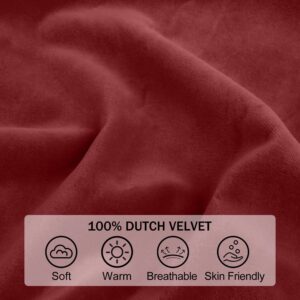 downluxe Indoor Chair Cushions for Dining Chairs, Dutch Velvet Fabric Memory Foam Chair Pads with Ties for Kitchen, Dining Room and Bedroom, 17" X 16" X 1.5", Burgundy, 4 Pack