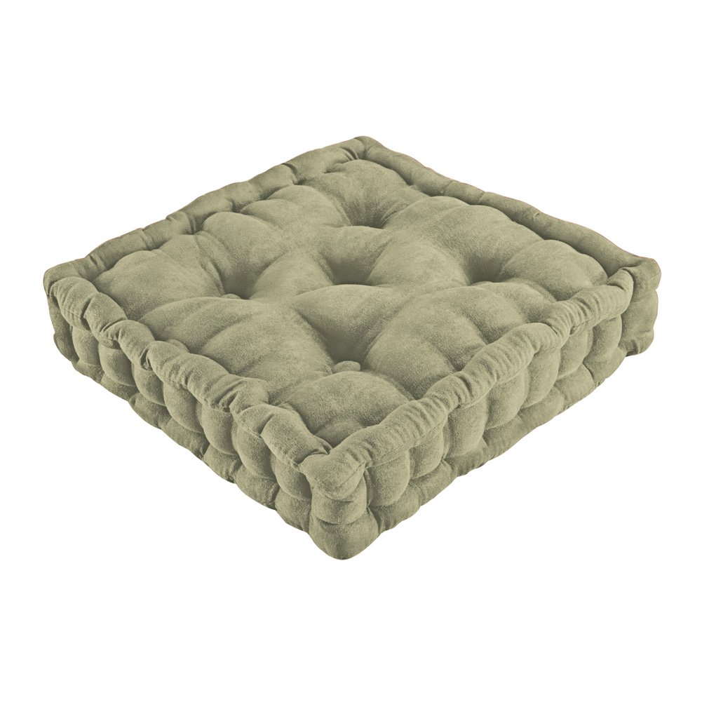 Collections Etc Tufted Padded Boosted Cushion and Support - Plush Seating for Chair with Carrying Handle, Sage