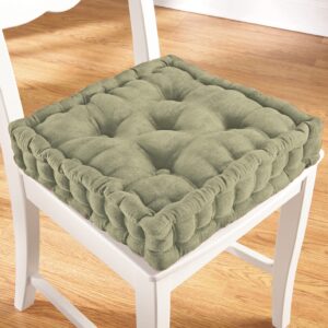 Collections Etc Tufted Padded Boosted Cushion and Support - Plush Seating for Chair with Carrying Handle, Sage