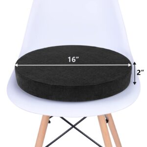 Tromlycs Round Chair Seat Cushion Pad 16 inch for Circle Stool Chairs Non Slip Decorative Foam Cushion Pillow, 1 Piece, 16 x 16 inches, Black