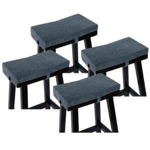 baibu set of 4 rectangle bench stool cushion, non-slip saddle stool seat cushions bar stool cushion with machine washable cover - 4 cushions only (grey, 18x9.5x1.5in)