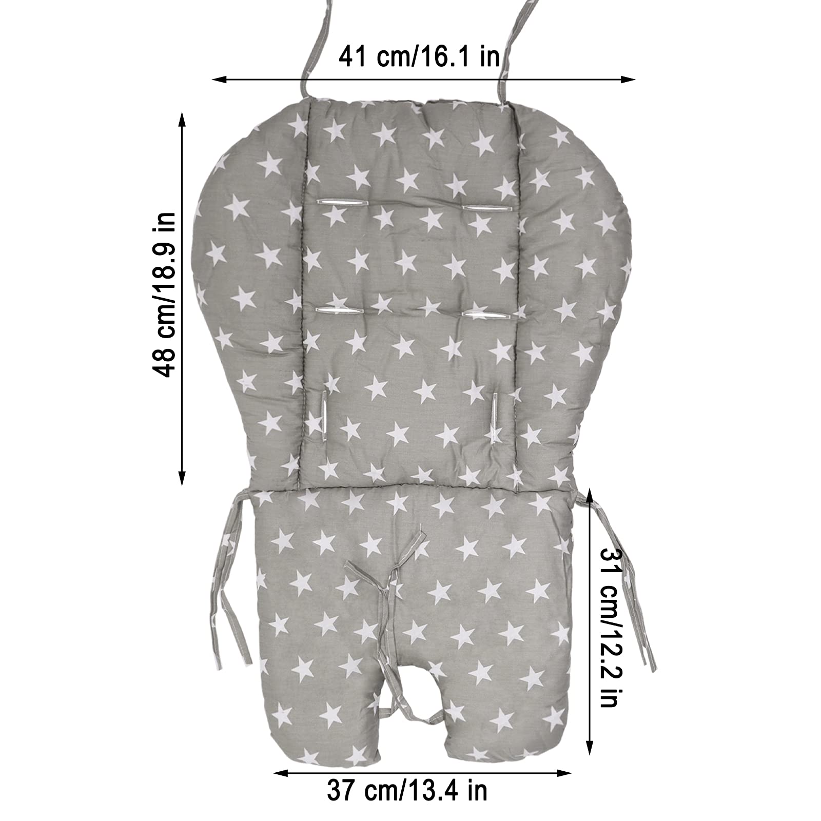 Lomgwumy High Chair Pad,high Chair Cover/seat Cushion, Light and Breathable, Soft and Comfortable, Cute Pattern, Suitable for Most High Chairs, Baby Dining Chairs (Gray Small Stars Pattern)