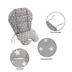 Lomgwumy High Chair Pad,high Chair Cover/seat Cushion, Light and Breathable, Soft and Comfortable, Cute Pattern, Suitable for Most High Chairs, Baby Dining Chairs (Gray Small Stars Pattern)