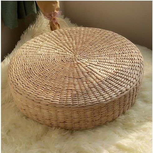 MAHAO 2 Pack Japanese Style Handcrafted Eco-Friendly Padded Knitted Straw Flat Seat Cushion,Hand Woven Tatami Floor Cushion Corn Maize Husk (2 Pack 15.8x4.3)