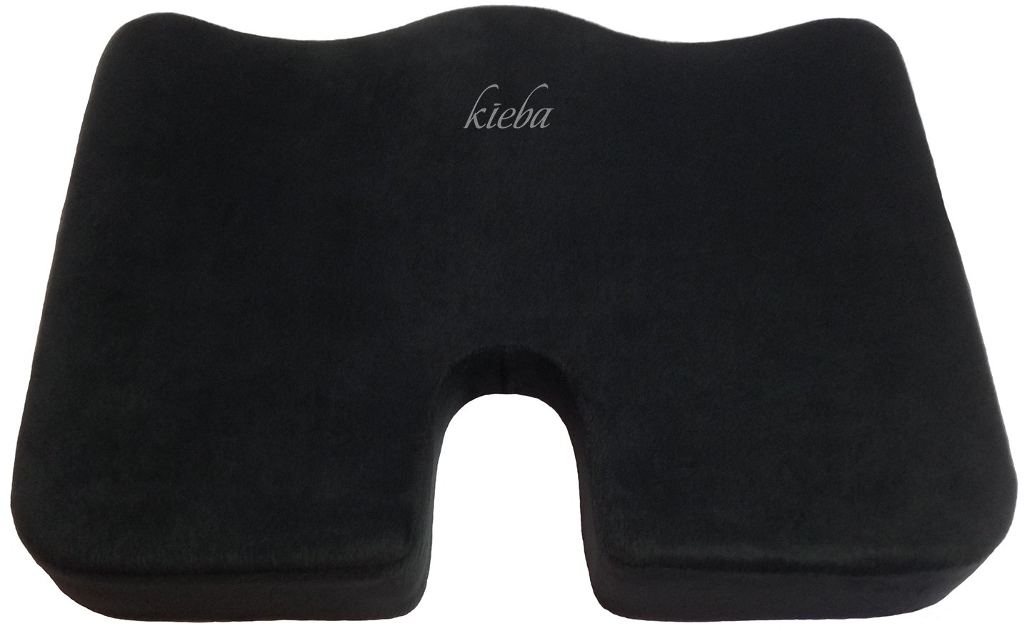 Kieba Coccyx Seat Cushion, Large Orthopedic Tailbone Pillow. Ultra Premium 100% Memory Foam Seat Cushion for Sciatica, Back, and Tailbone Pain (Black)