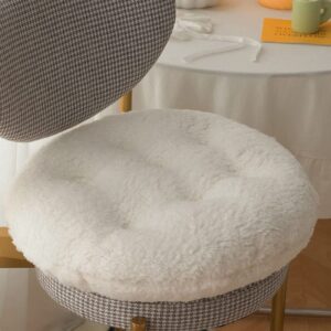ixiton thickened plush seat cushion,lamb fleece pad warm pillow chair stool heightened for yoga office home cafe chair meditation (17 * 17 inch(45 * 45cm), round off-white)
