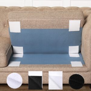 24 pieces self adhesive non-slip cushion pad for couch, keeping sofa cushions from sliding, hook loop tape gripper keep for sheet, carpet, seating cushions, 6 x 6 inch, 4 x 6 inch, 1.6 x 1.6 inch