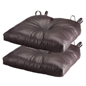 chocolate faux leather chair pad set of 2