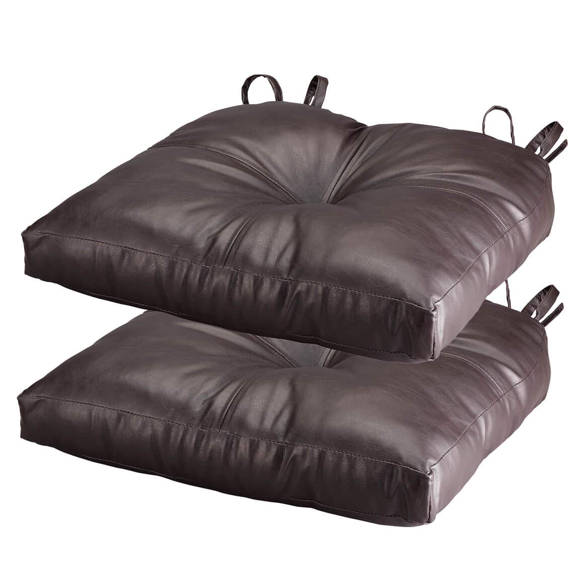 Chocolate Faux Leather Chair Pad Set of 2