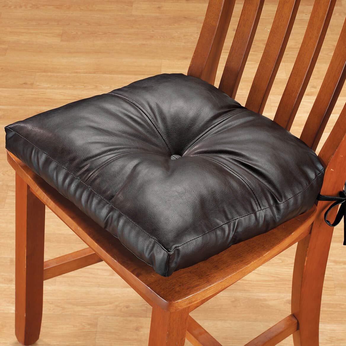 Chocolate Faux Leather Chair Pad Set of 2