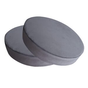 Frabury 2 Pack Round Plush Velvet Seat Cushions Office Kitchen Dining Chair Cushions Pads 14x2 Inch (Light Gray)