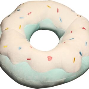 ChezMax Round Donut Pillow Print Decorative Comfortable Soft Plush Funny Food Shaped Pad Seat Back Stuffed Cushion Adult and Kids for Couch Chair Floor Sofa Sea Salt