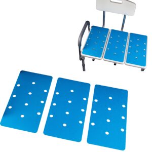 bathtub transfer bench mat,shower chair mat,shower chair pad,adhesive backing non slip soft cushion, 15.1 x 7.6 inch,3pack,blue