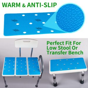 Bathtub Transfer Bench Mat,Shower Chair Mat,Shower Chair Pad,Adhesive Backing Non Slip Soft Cushion, 15.1 x 7.6 Inch,3Pack,Blue