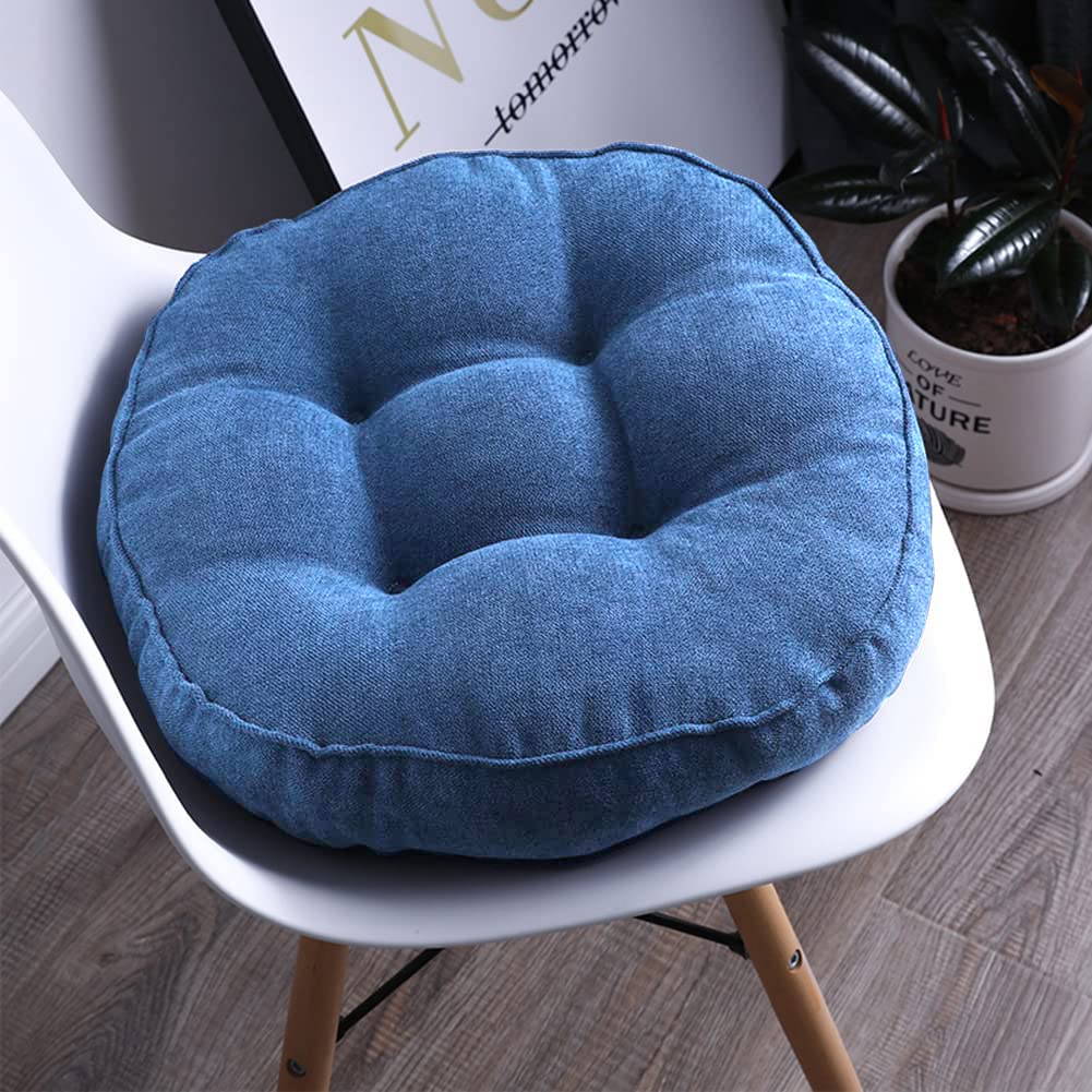 vctops Round Chair Pad Seat Cushion Solid Color Soft Chair Pads Comfy Velvet Cushion Pillow for Kitchen Dining Office Chair Kids Reading (Dark Blue,Diameter 20")