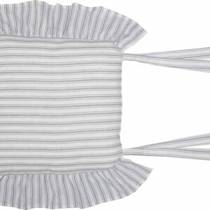 Piper Classics Timeless Ticking Ruffled Chair Pad, 16" L x 16" W, Soft White and Gray Ticking Stripes, Vintage Farmhouse Chic Seat Cushion