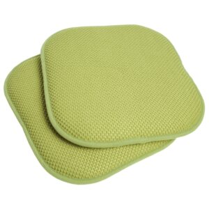 sweet home collection memory foam honeycomb nonslip back chair/seat cushion pad (2 pack), 16 x16, green