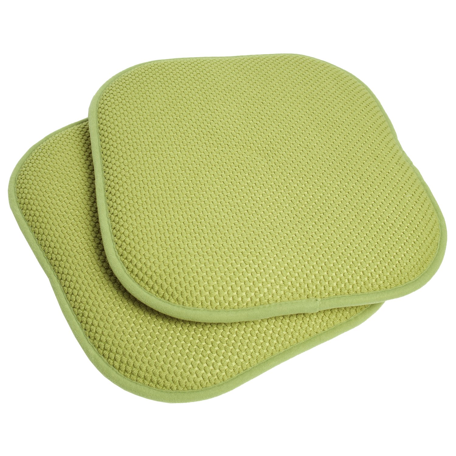 Sweet Home Collection Memory Foam Honeycomb Nonslip Back Chair/Seat Cushion Pad (2 Pack), 16 x16, Green