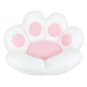 mmuk reversible chair seat cushion plush cat paw cushion lazy sofa office chair cushion bear paw shape comfy seat pad support waist backrest floor seating cushions mat,white-27.5x23.6in