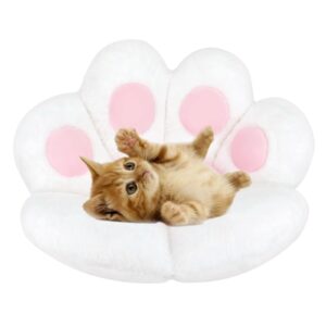 MMUK Reversible Chair Seat Cushion Plush Cat Paw Cushion Lazy Sofa Office Chair Cushion Bear Paw Shape Comfy Seat Pad Support Waist Backrest Floor Seating Cushions Mat,White-27.5x23.6in