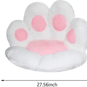 MMUK Reversible Chair Seat Cushion Plush Cat Paw Cushion Lazy Sofa Office Chair Cushion Bear Paw Shape Comfy Seat Pad Support Waist Backrest Floor Seating Cushions Mat,White-27.5x23.6in