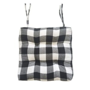 vctops farmhouse buffalo check chair pads with ties black and white plaid dining chair cushions soft comfy square seat pads (black,16"x16")