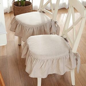 GEORPE Best Seat Cushion Khaki Princess Frill Cotton Chair Pads Breathable Simple Dining Mat 45cm White