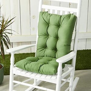 The Gripper Twill Jumbo XL Non-Slip Rocking Chair Cushion Set with Thick Padding, Includes Seat Pad & Back Pillow with Ties for Indoor Living Room Rocker, 17x17 Inches, 2 Piece Set, Green