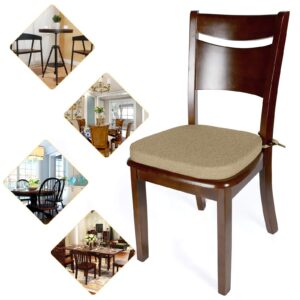 Shinnwa Dining Chair Pads and Cushions with Ties for Kitchen Room Indoor Metal Farmhouse Wooden Chairs Non Slip Cushion Pad [15 x 15.5 inches] Natural Linen