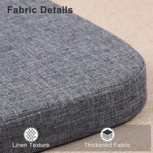 Shinnwa Kitchen Chair Cushions with Ties Memory Foam Chair Pads and Cushions Thickened U Shaped Wooden Chair Seat Cushions 16.5 x 16.25 inches Grey