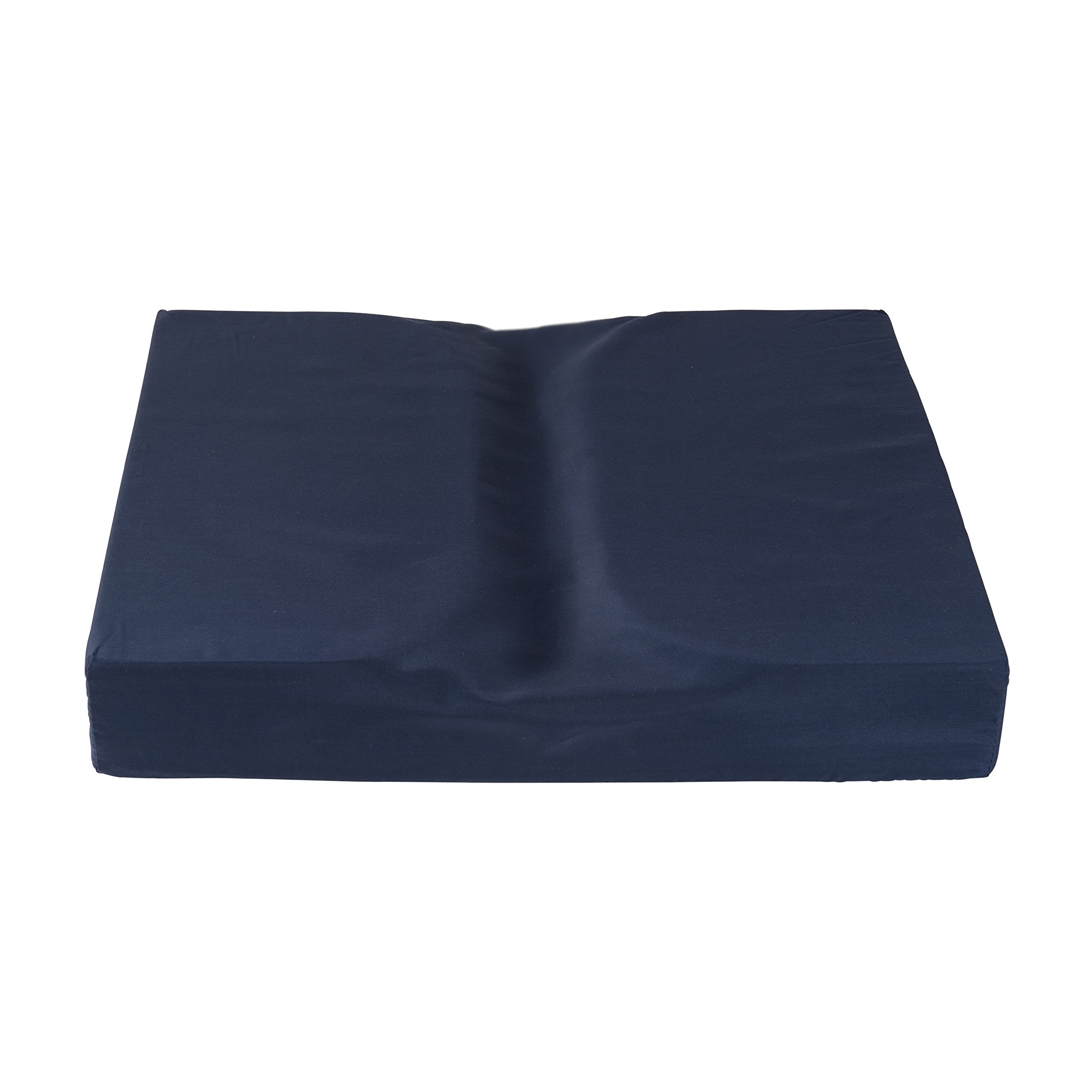 DMI Dual Cut Foam Coccyx Seat Cushion, Supportive Firm Foam Chair Cushion, Wheelchair Cushion, Computer Chair Cushion, Floor Cushion, 16 x 18 x 3 Inches, Navy