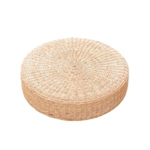 11.8in/30cm hand-woven natural cattail mat cushion pouf, japanese style round straw seat pad, handmade floor pouf for party living room bay window 1 count (kids)