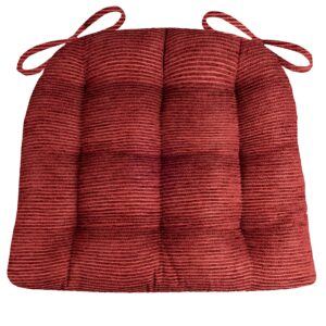 barnett home decor chenille rib claret red dining chair cushion with ties - latex foam fill, reversible - made in usa (red/xl)