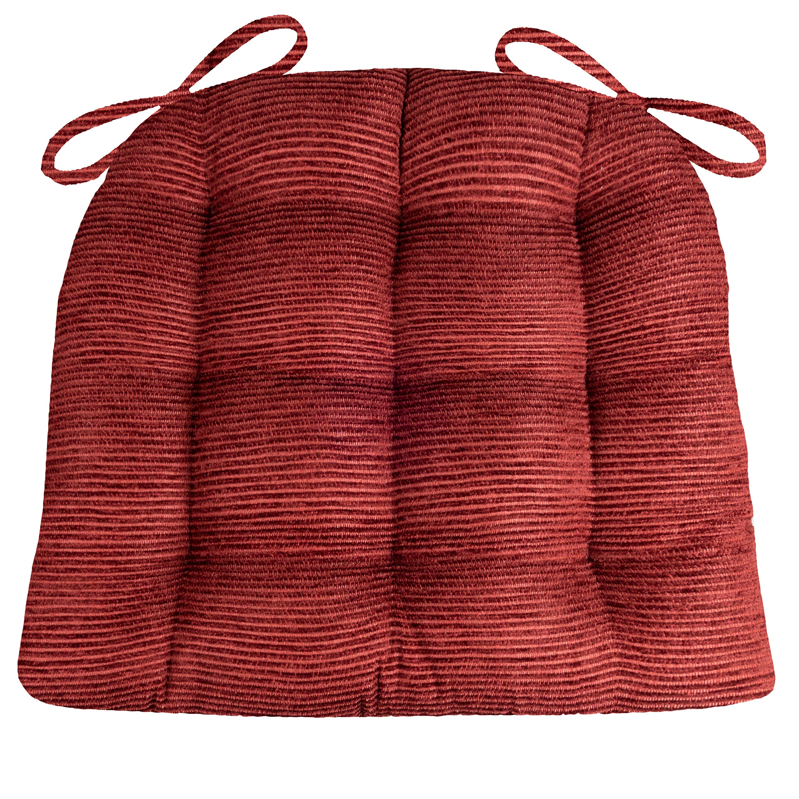 Barnett Home Decor Chenille Rib Claret Red Dining Chair Cushion with Ties - Latex Foam Fill, Reversible - Made in USA (Red/XL)